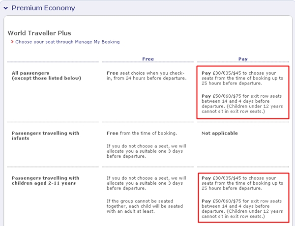 British Airways Phone Ticketing And Assigned Seating Fees